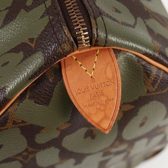 LOUIS VUITTON Monogram Graffiti Speedy 30 Bag Green Khaki - Picture 11 of 16